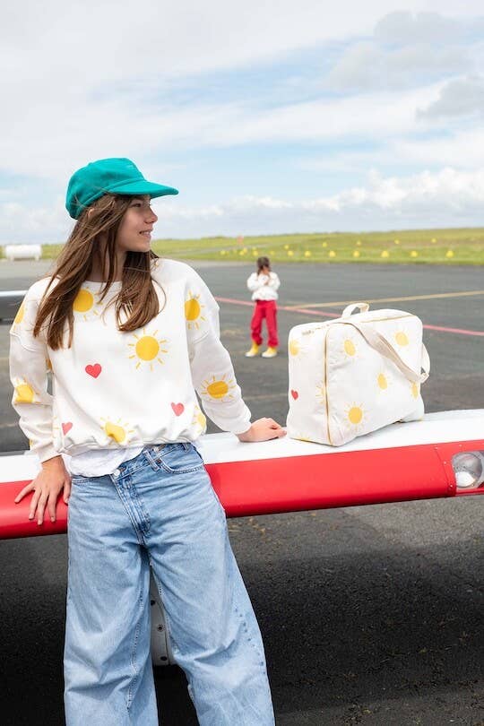 Sweat Femme Oversize Coton Soleil et Coeur - Sunny Heart: S - DupontDupont