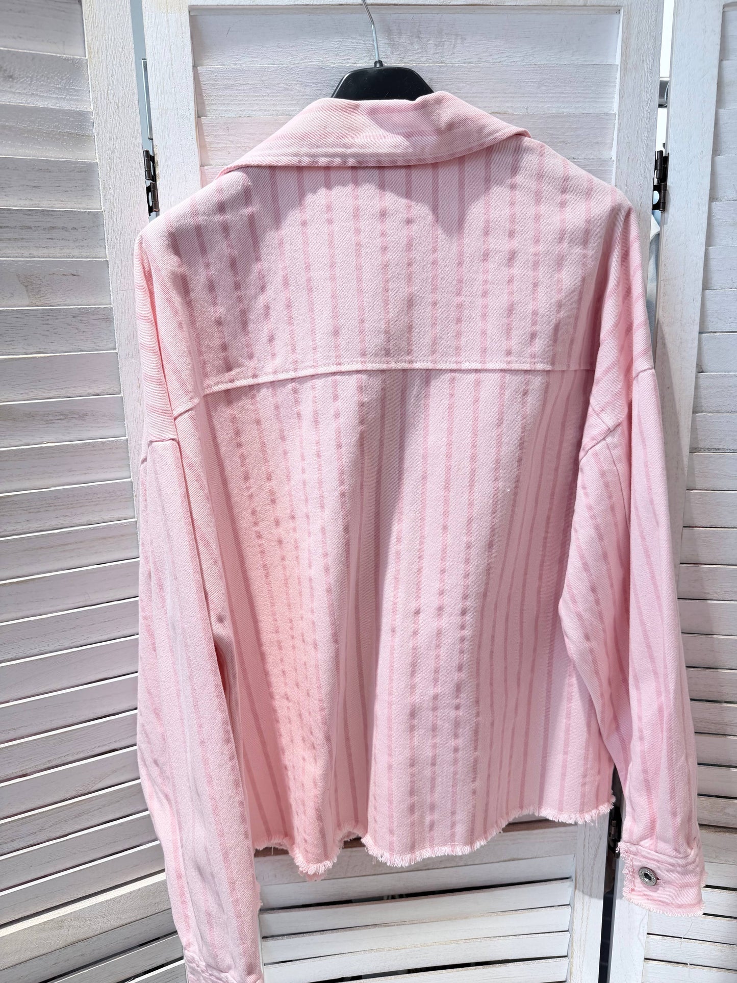 Veste rayée en coton Rose