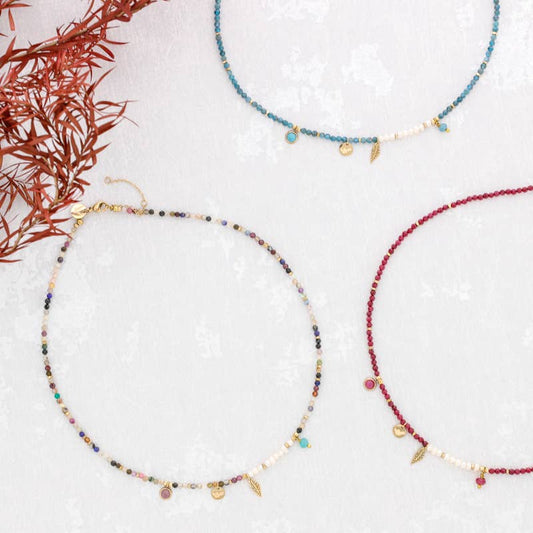 Collier pierre pendentifs grenat