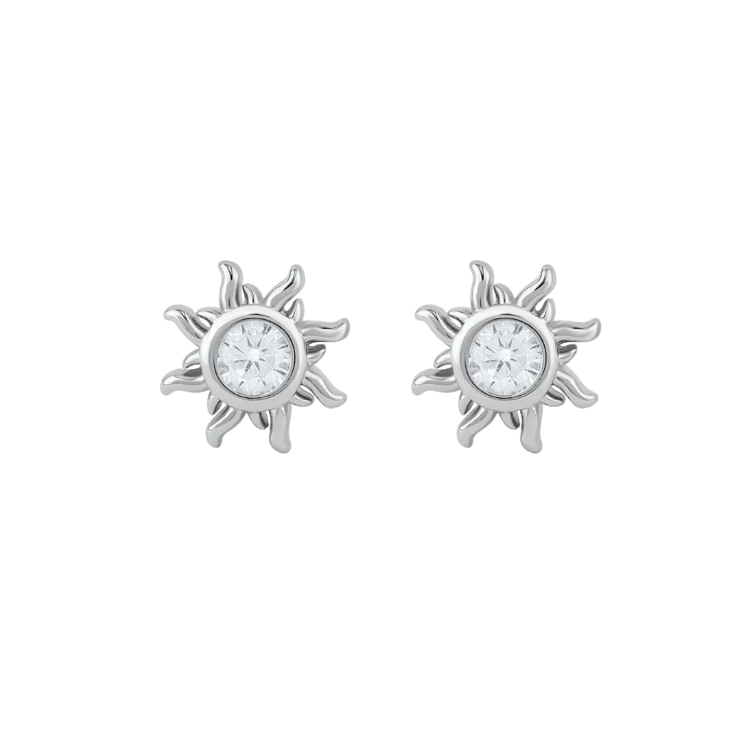 Puces d'oreilles soleil scintillantes: Wit / Goud - DupontDupont