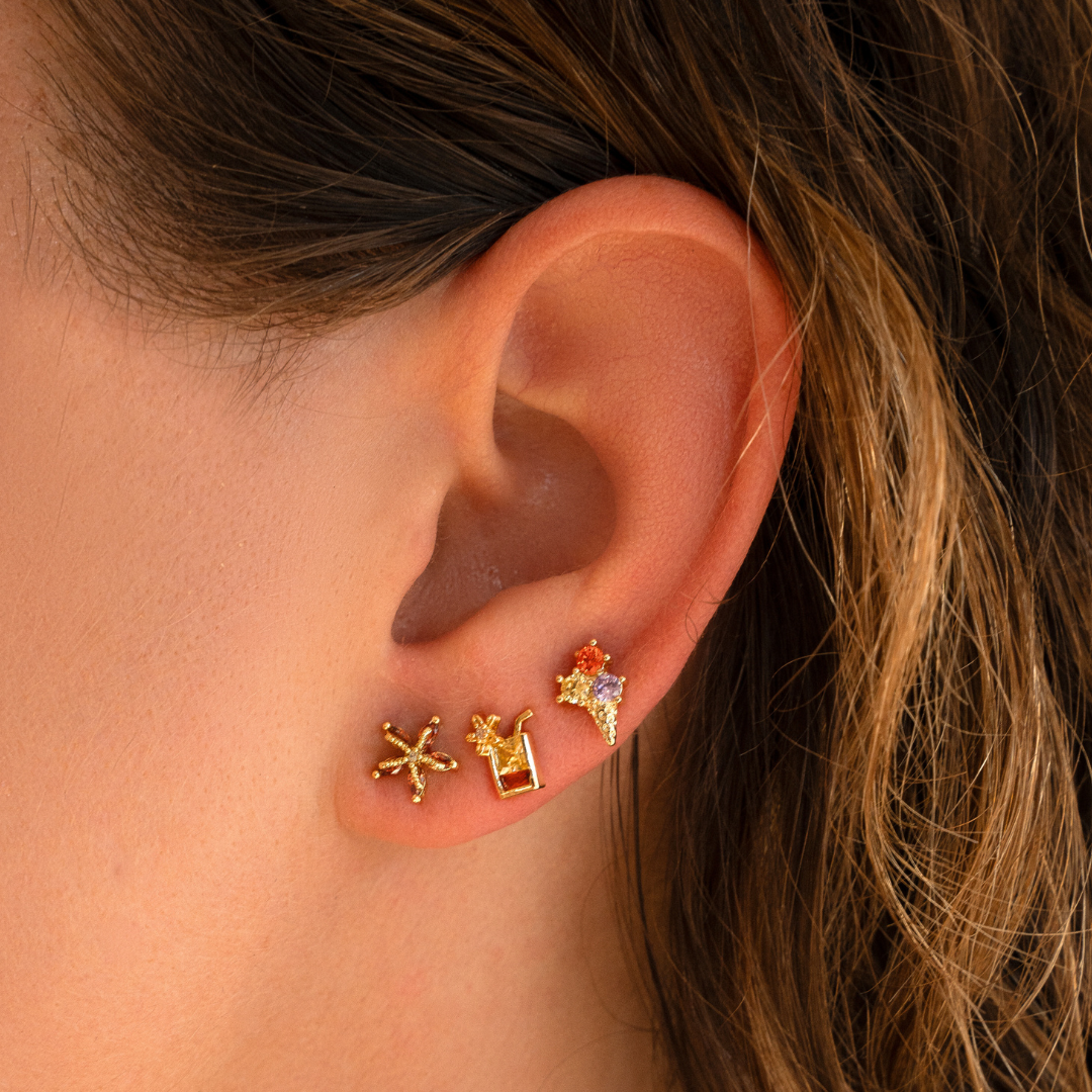 Boucles d’oreilles étoile de mer brillante: Rouge / Doré - DupontDupont