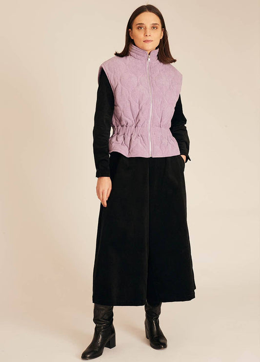 GILET EN VELOURS CÔTELÉ LILAS