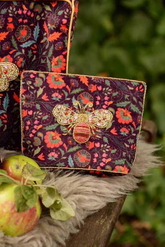 Pochette motif abeille or