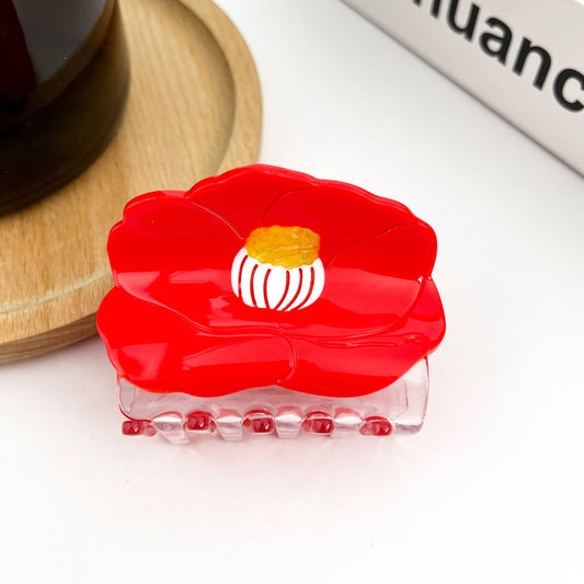 Pince à cheveux fleur de prunier rouge