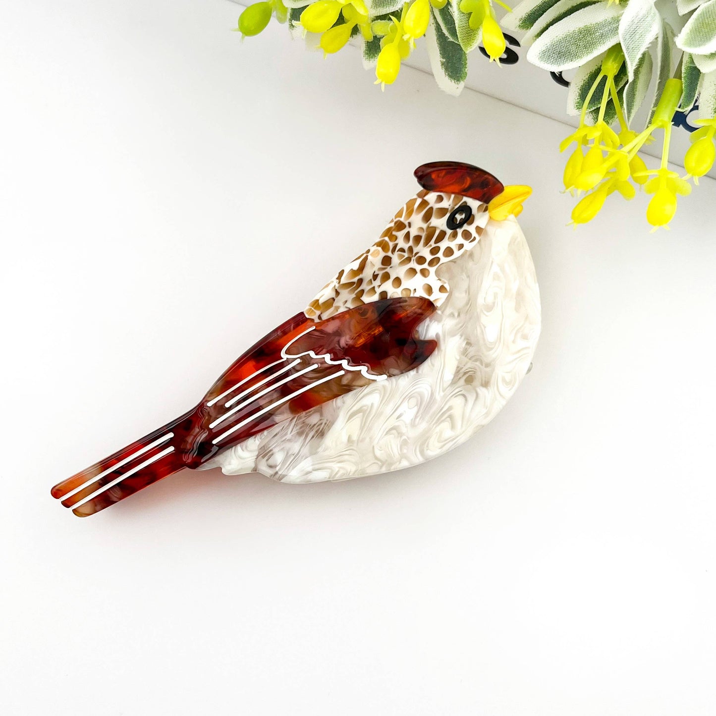 Pince à cheveux en acétate oiseau mignon – Inspirée par des animaux fantaisistes: Marron - DupontDupont