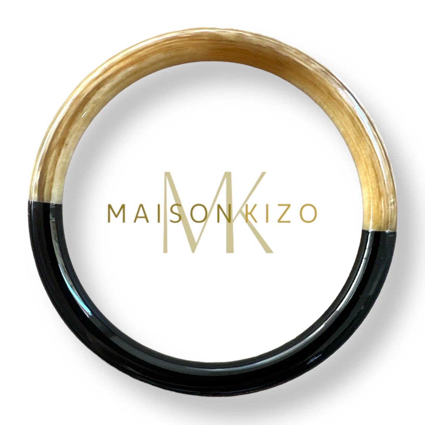 Jonc laqué en corne de buffle Noir