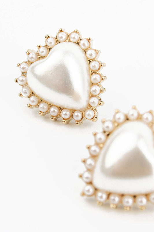 BOUCLE D'OREILLE CLOU CŒUR PERLE
