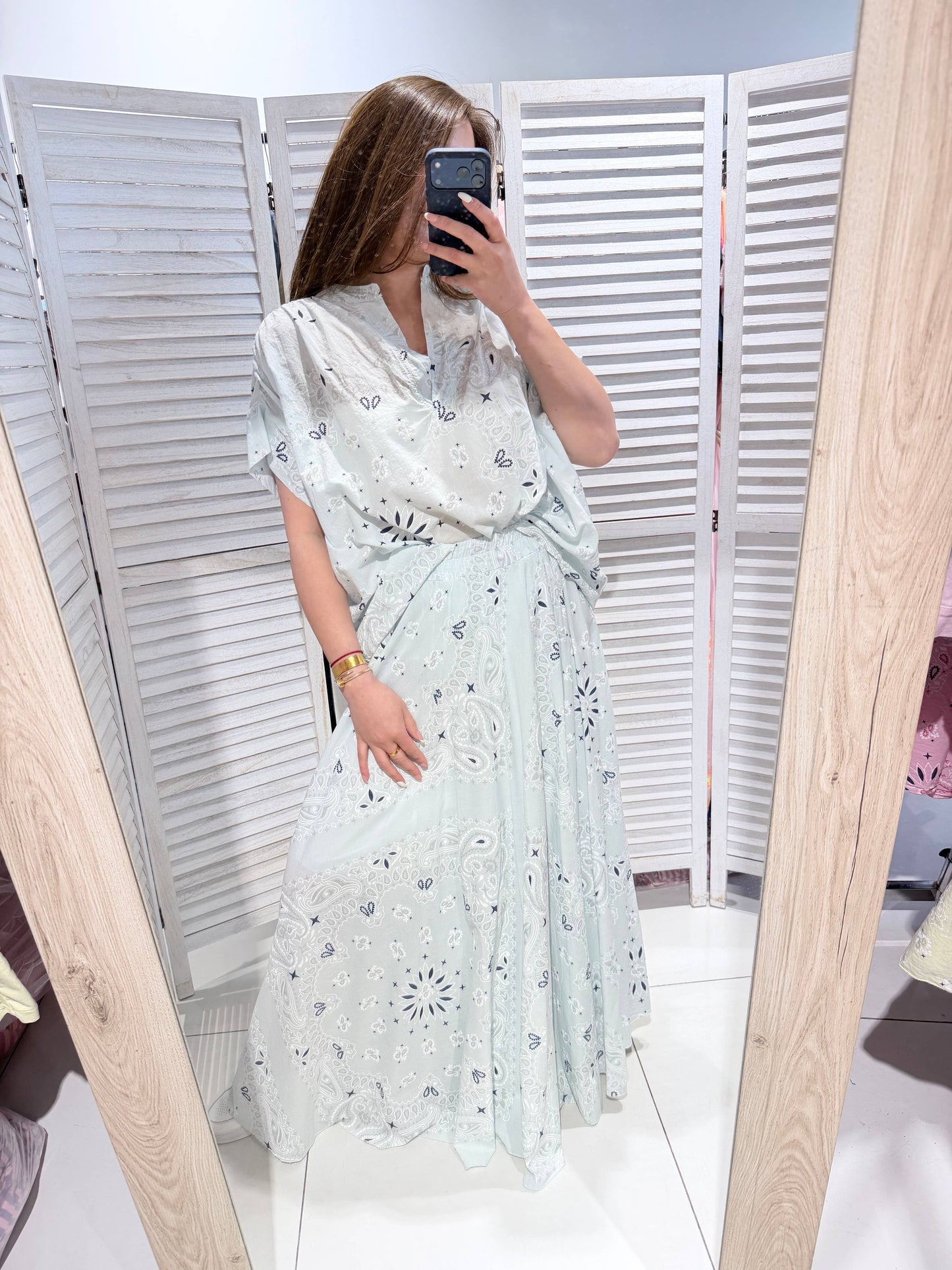 Ensemble imprimé coton femme: Bleu / TU