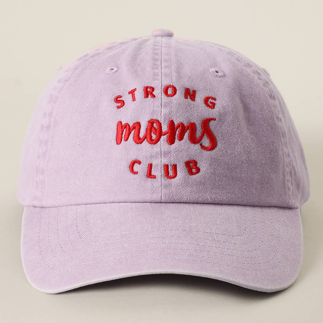 Casquette coton brodée "Strong Moms Club" Rose