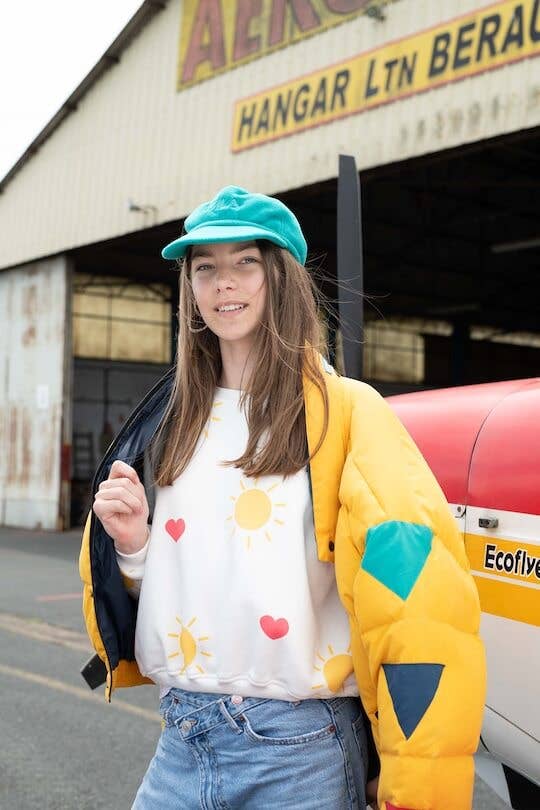 Sweat Femme Oversize Coton Soleil et Coeur - Sunny Heart: S - DupontDupont