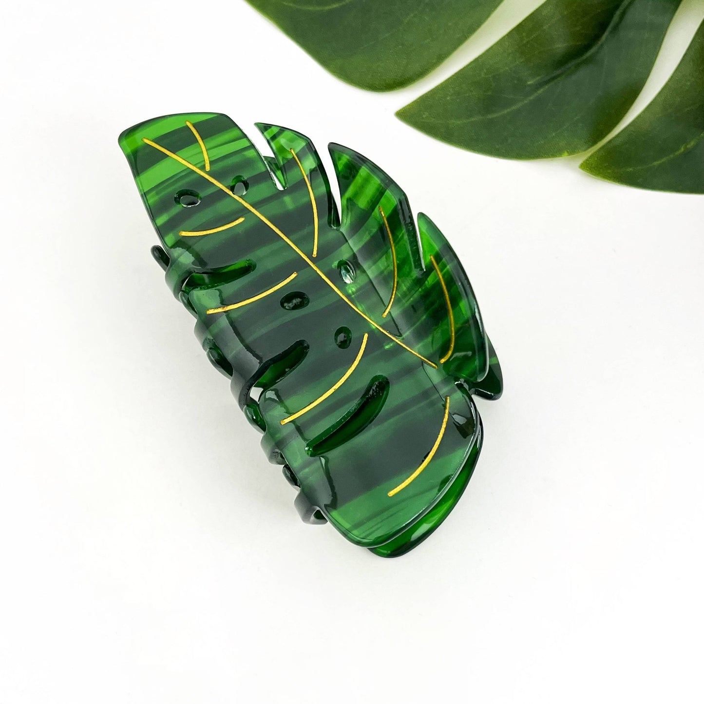Pince à cheveux feuille monstera