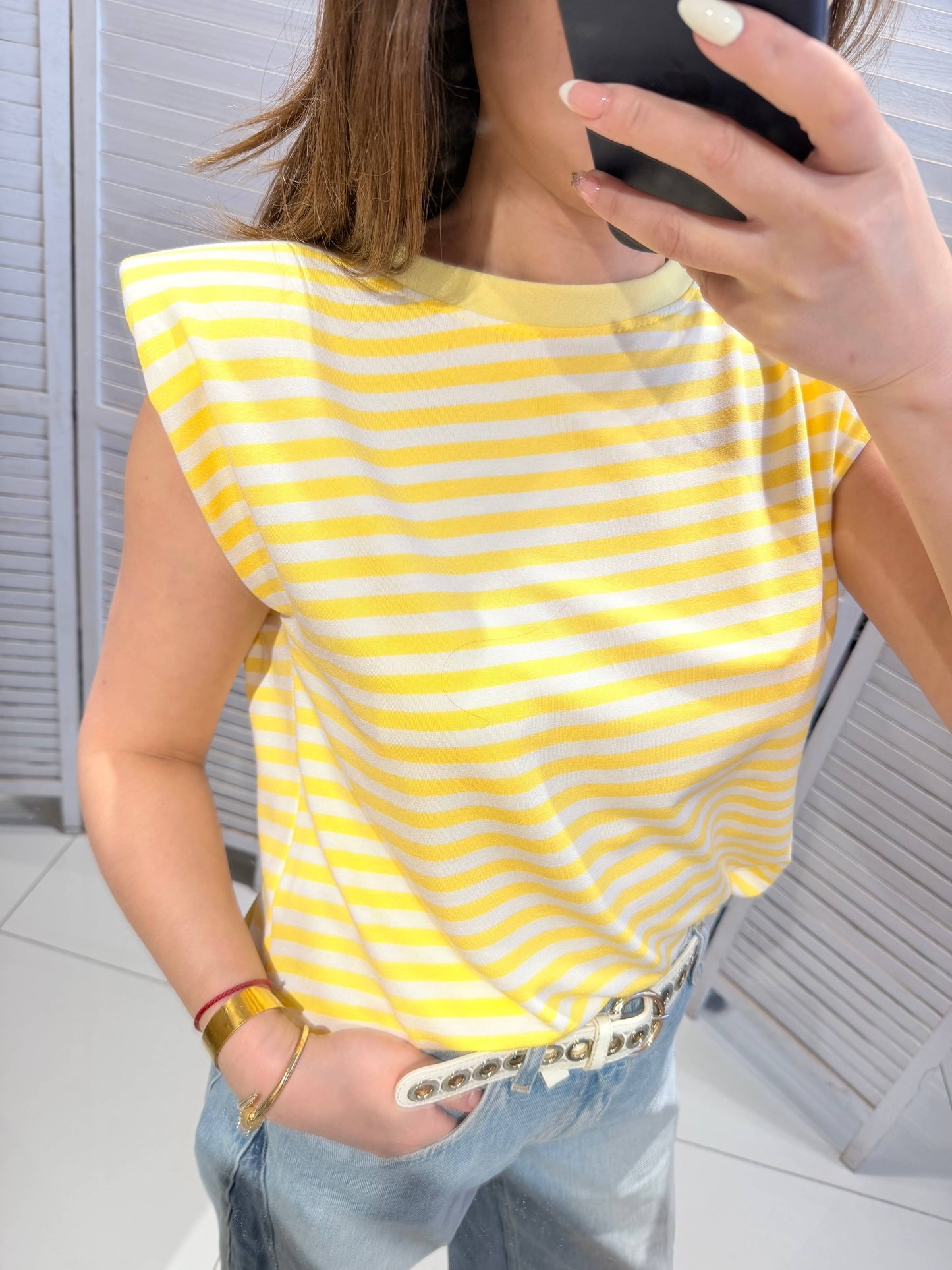 T-shirt rayé: Jaune / TU