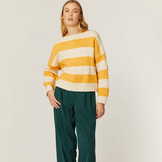 JERSEY RAYÉ CRÈME ET JAUNE: S