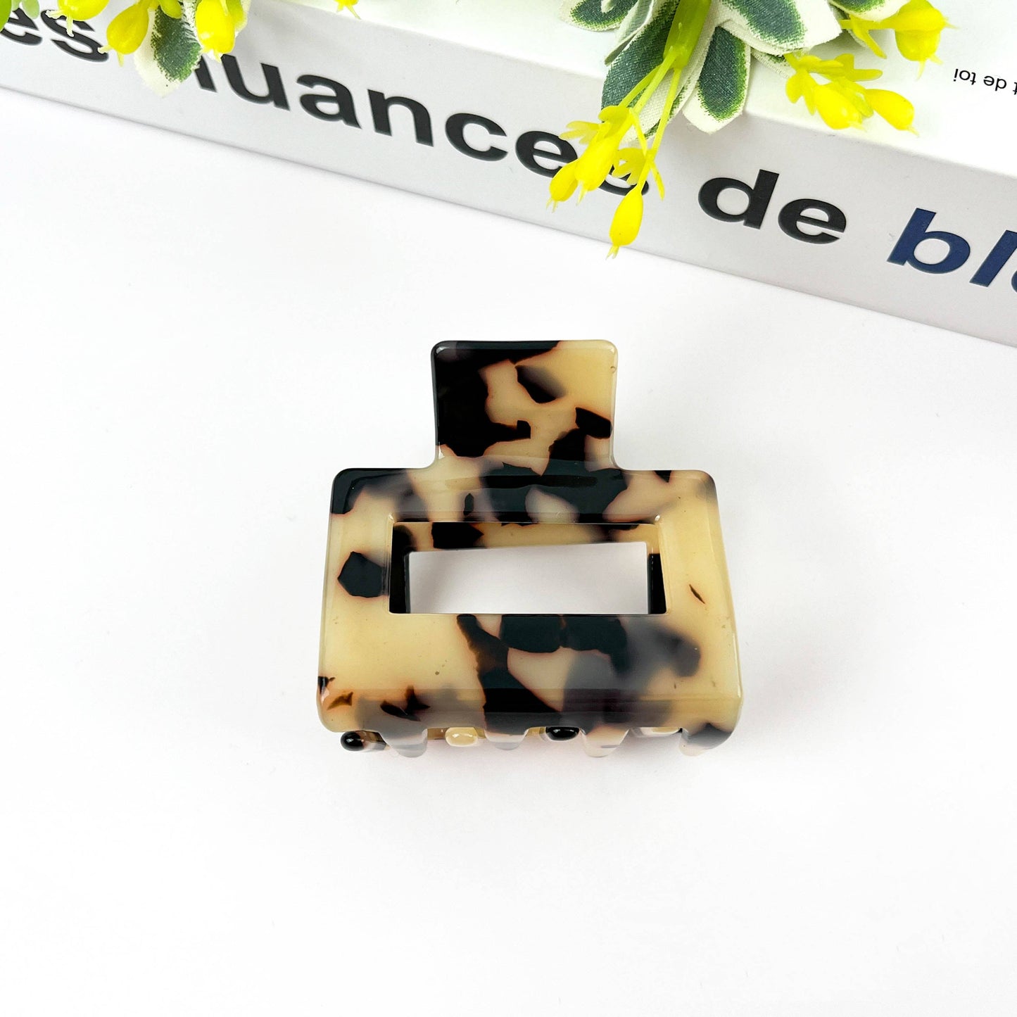 Pince à cheveux carrée en acétate pour printemps et automne: J