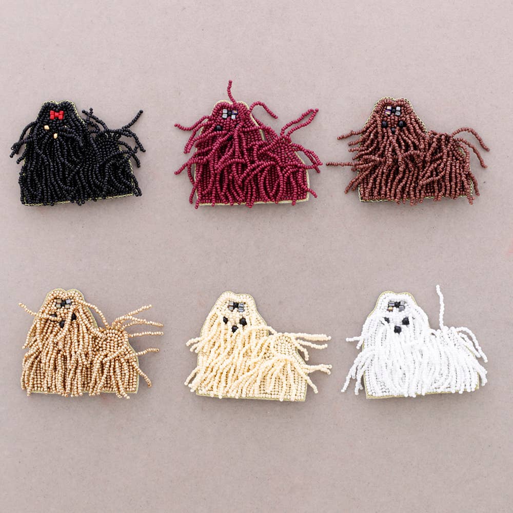 Broche Chien Perles: Blanco