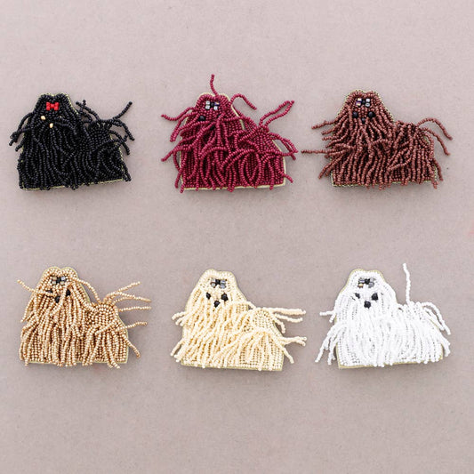 Broche Chien Perles: Blanco