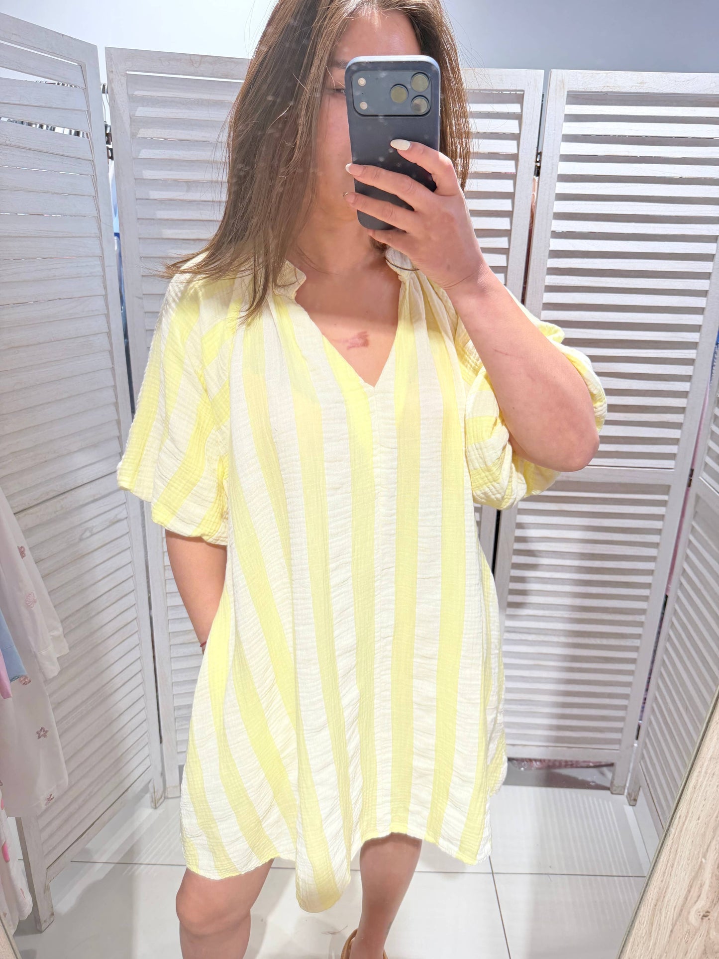 Robe courte à rayures: Jaune / TU