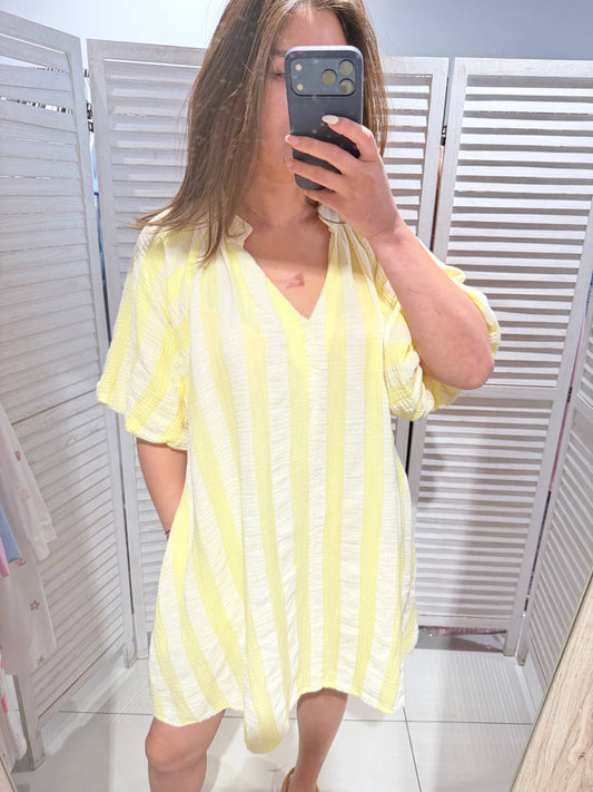 Robe courte à rayures: Jaune / TU