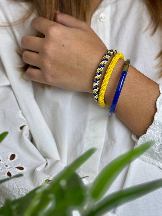 Jonc laqué en corne Bleu électrique