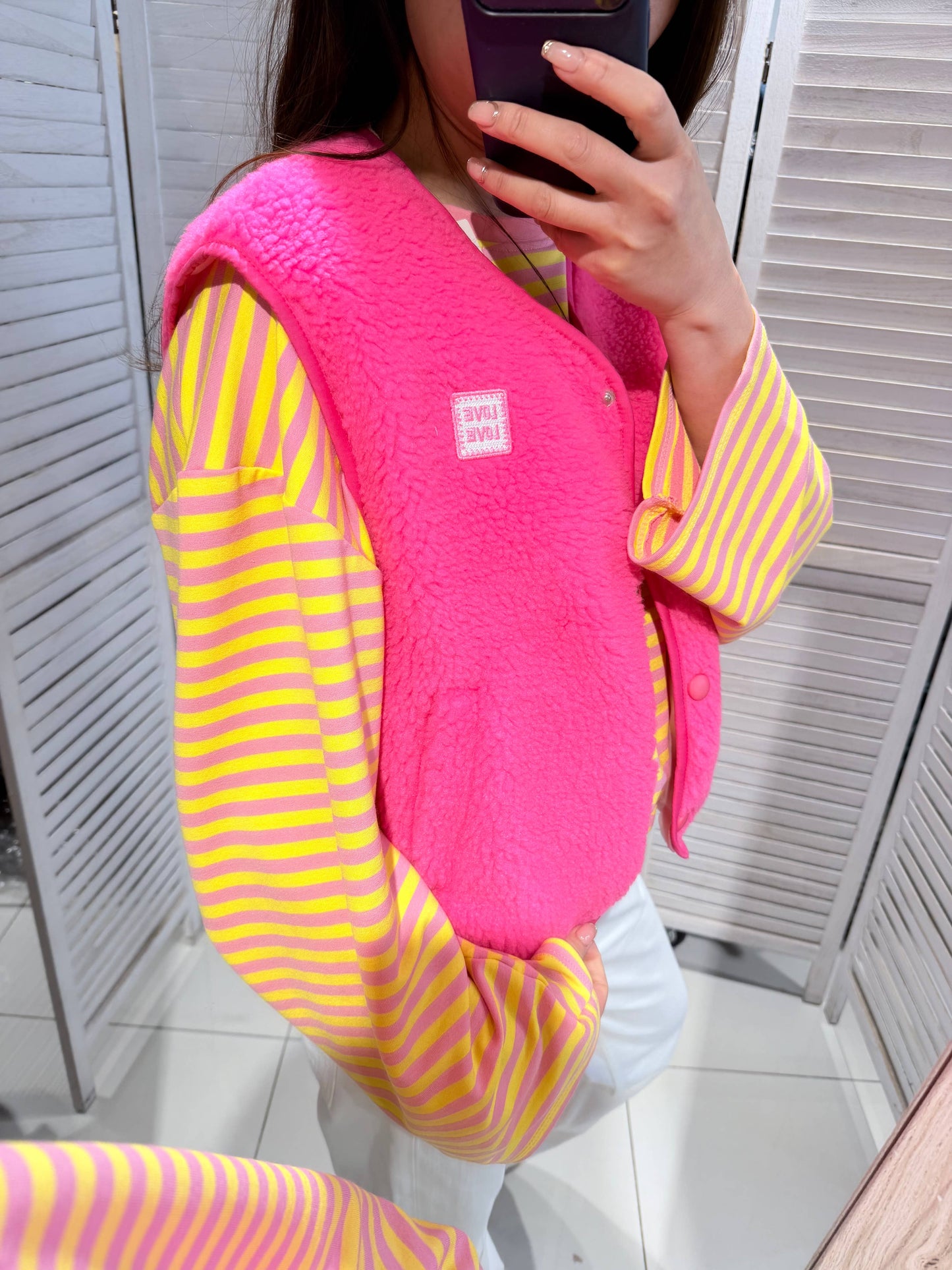 Gilet moumoute original: Rose / TU