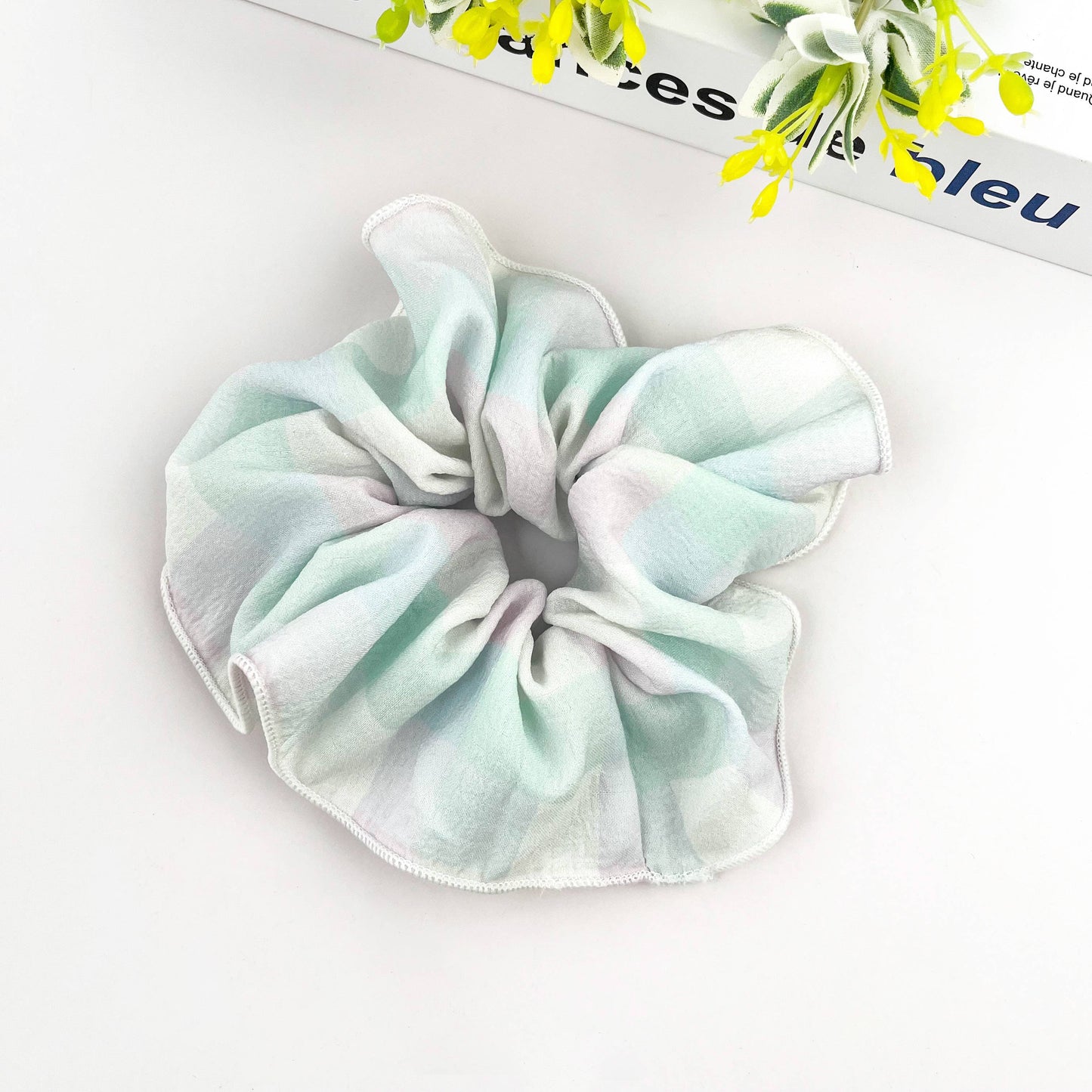 Chouchou en tissu froncé minimaliste, élastique à cheveux couleurs bonbon: Rose