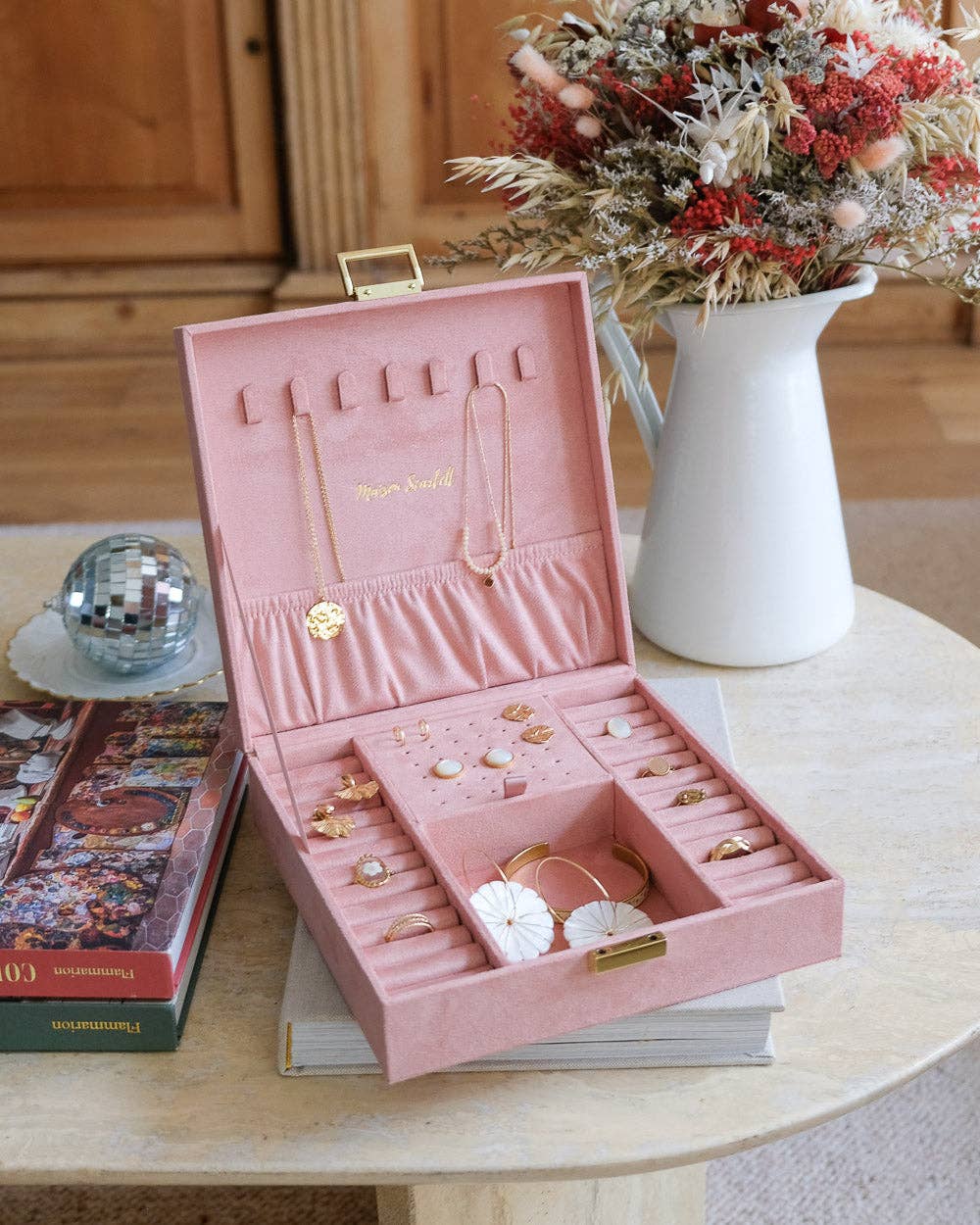 Boîte à bijoux Anne en velours Rose - DupontDupont