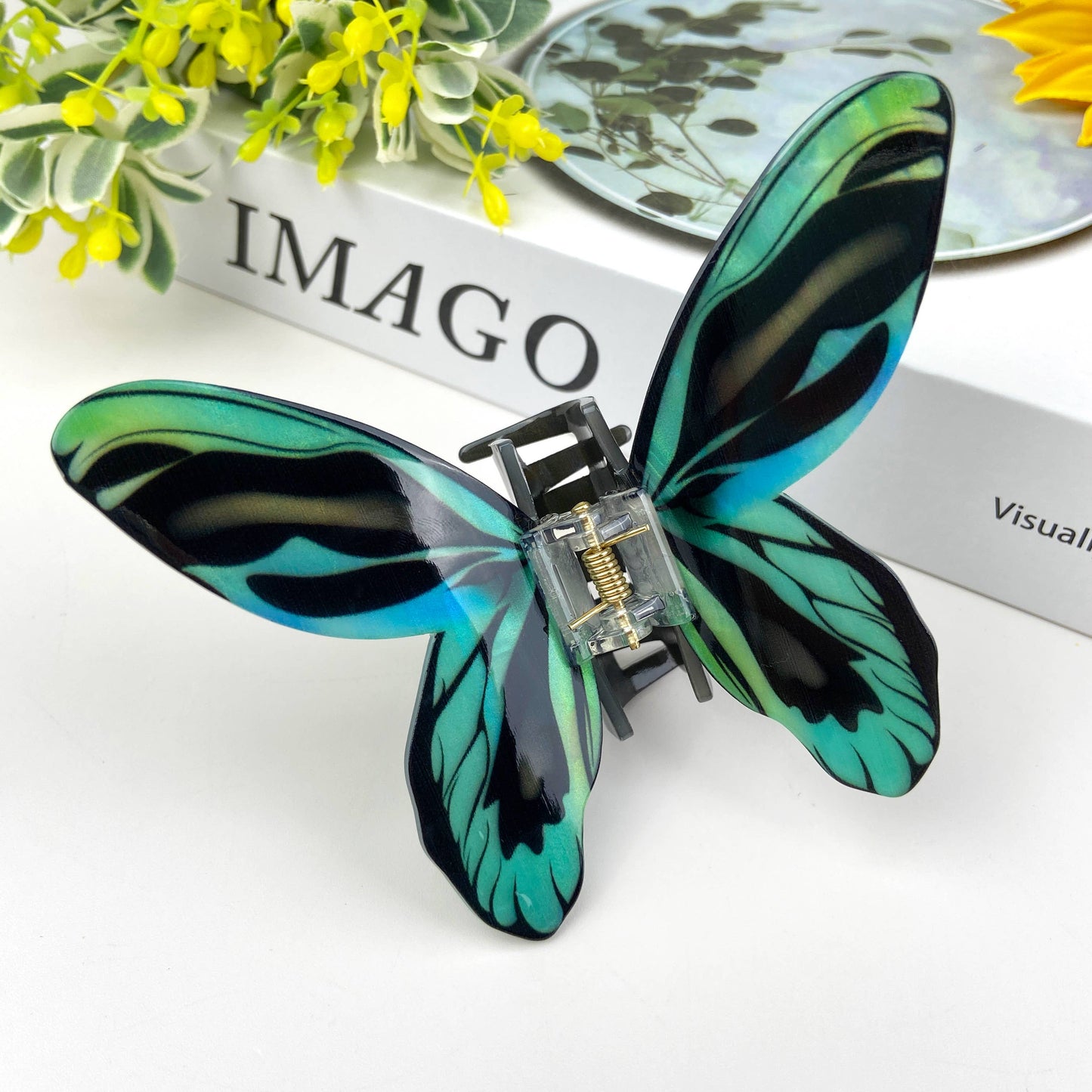 Pinces à cheveux papillon turquoise