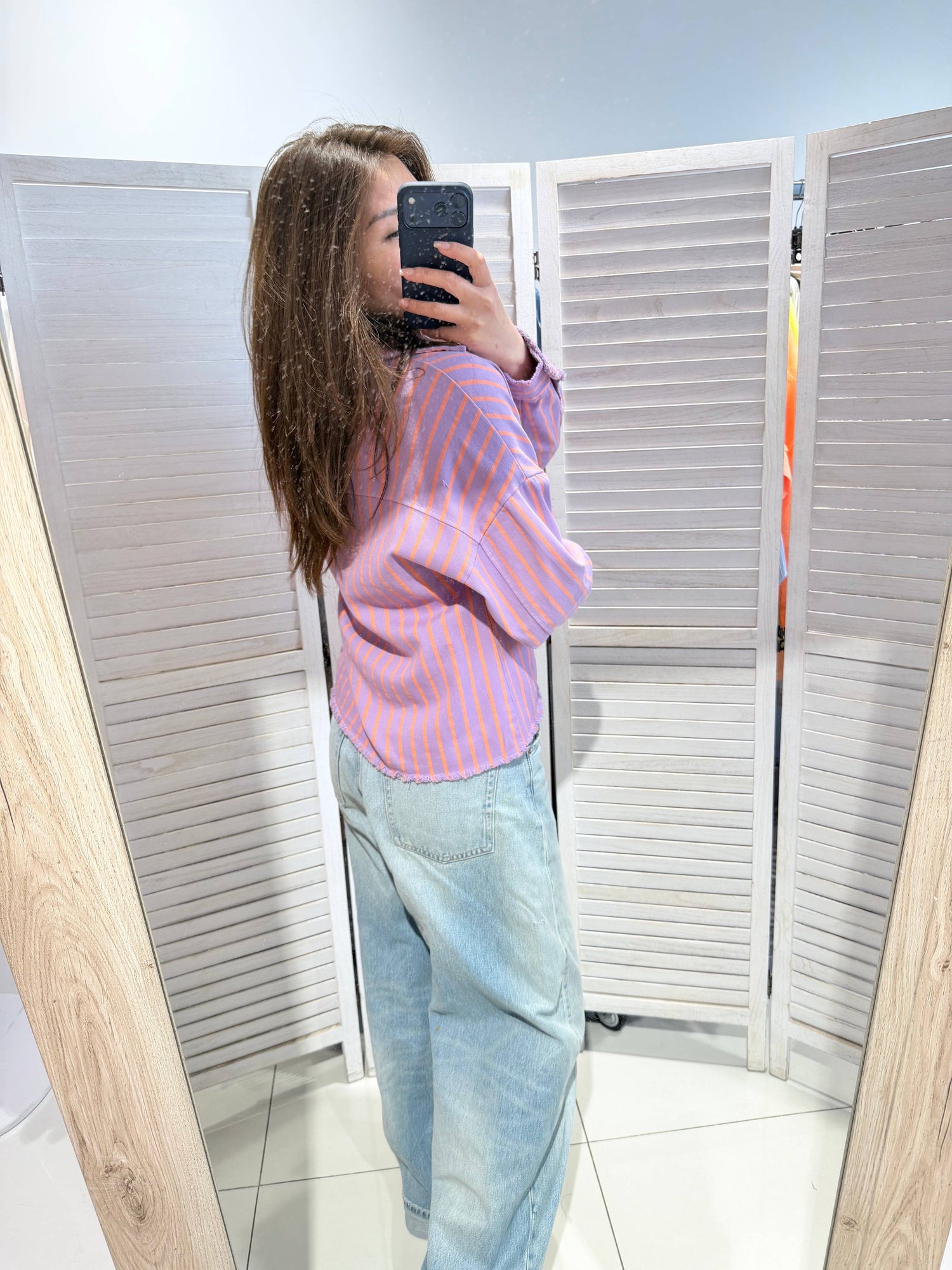 Veste rayée col chemise: Lilas / TU - DupontDupont