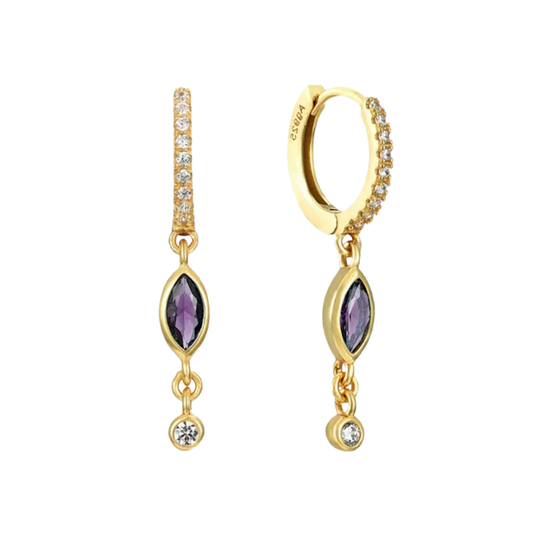 Boucles d'oreilles Isolde violet: Violet / Doré
