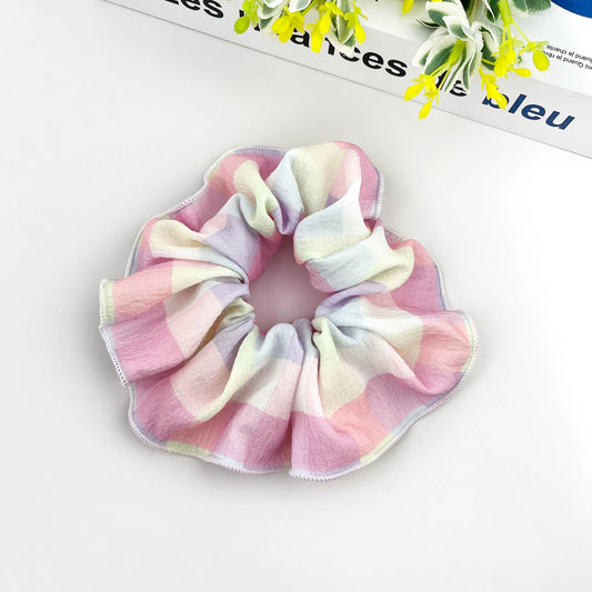 Chouchou en tissu froncé minimaliste, élastique à cheveux couleurs bonbon: Rose