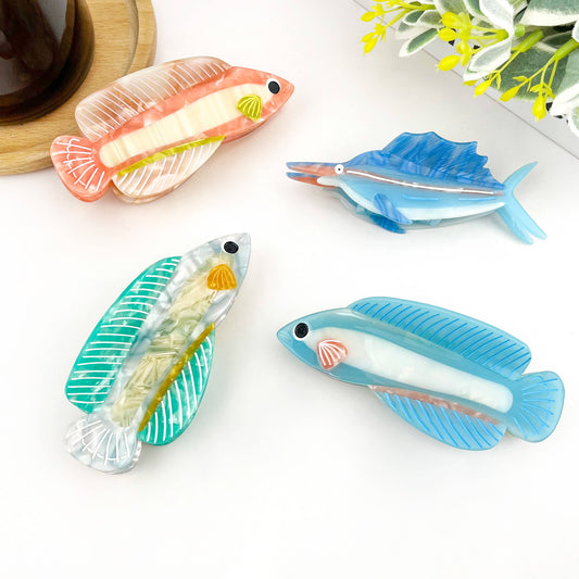 Pince à cheveux Arowana argentée, pince à cheveux série animaux marins: Rose - DupontDupont