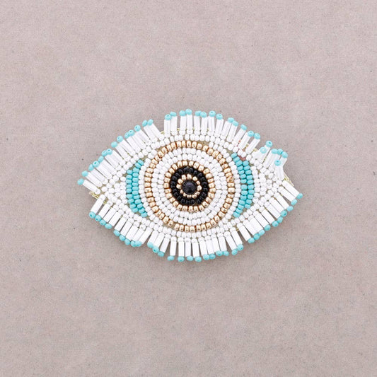 Broche Œil Turc Perles: Blanco