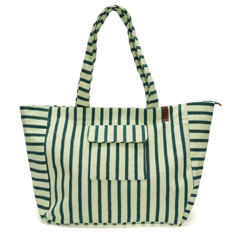 Sac de plage rayé vert