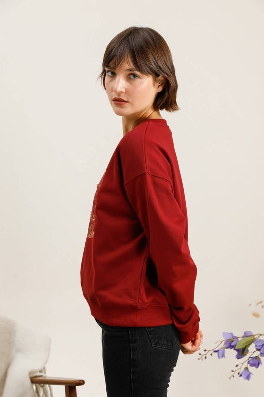 Sweat broderie florale