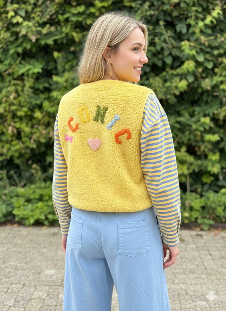 Veste tendance en fausse fourrure: Jaune / Taille unique