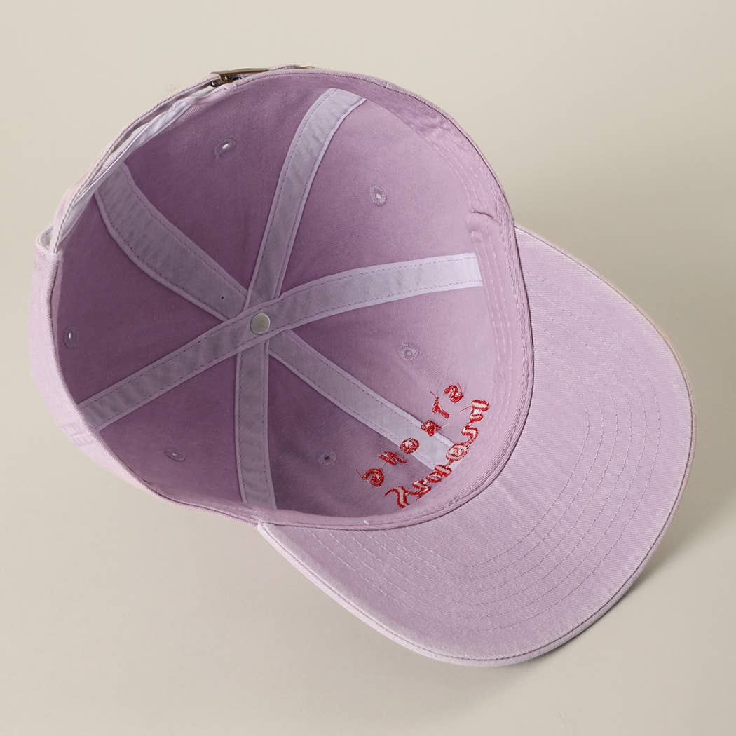 Casquette coton brodée "Strong Moms Club" Rose