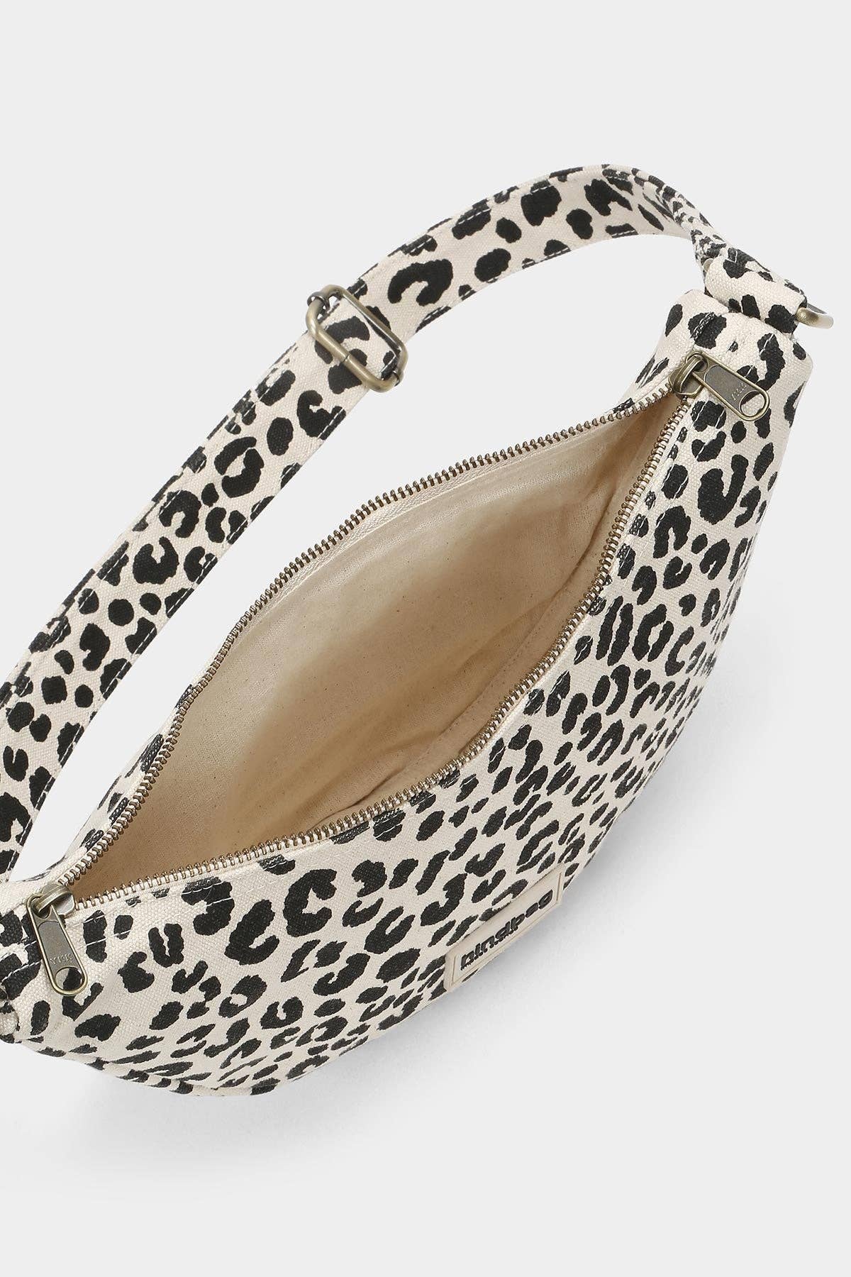 Sac demi-lune Andrea Léopard écru