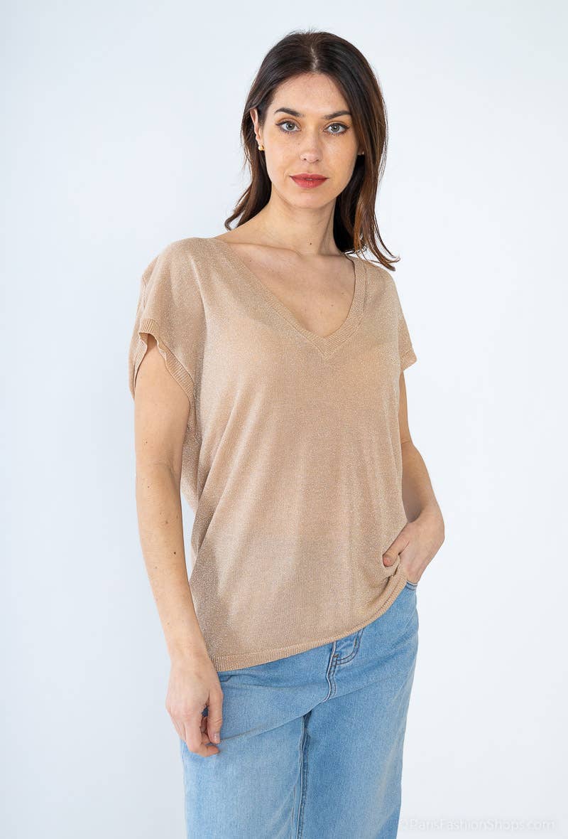 Top en maille Lurex: Noir