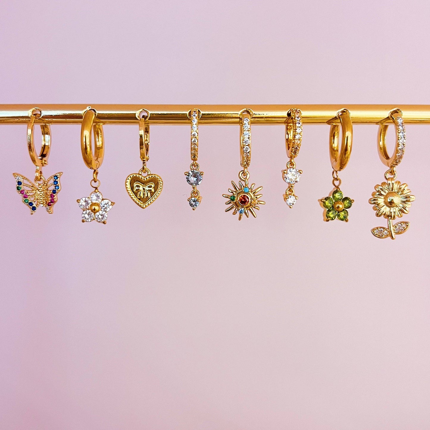 Boucles d'oreilles fleur cristal vert