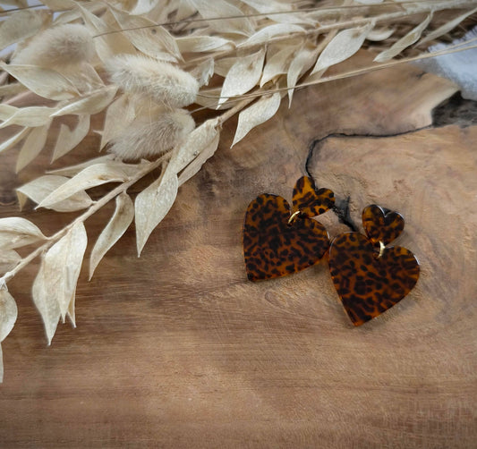 Boucles d'oreilles Coeur tigré