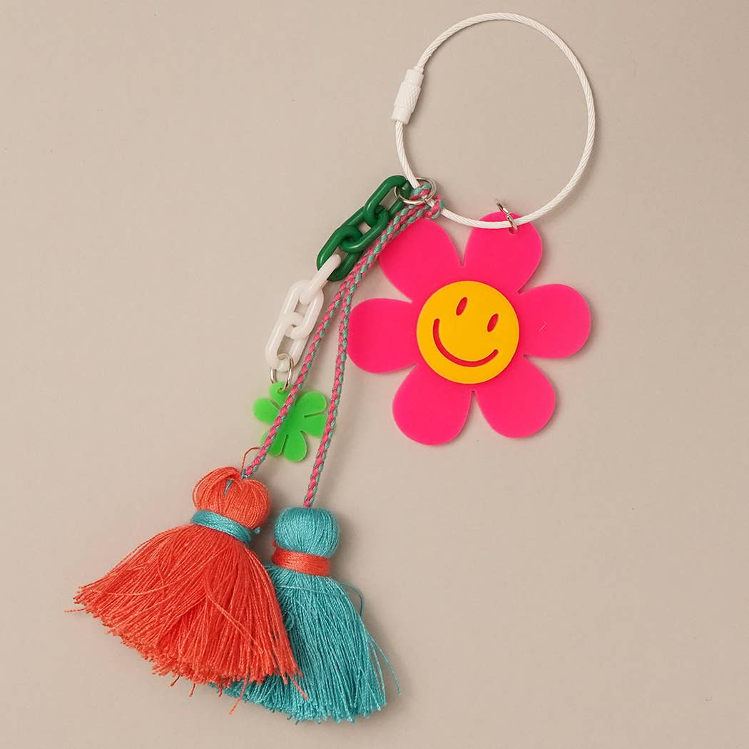Breloque de sac porte-clés Happy Face