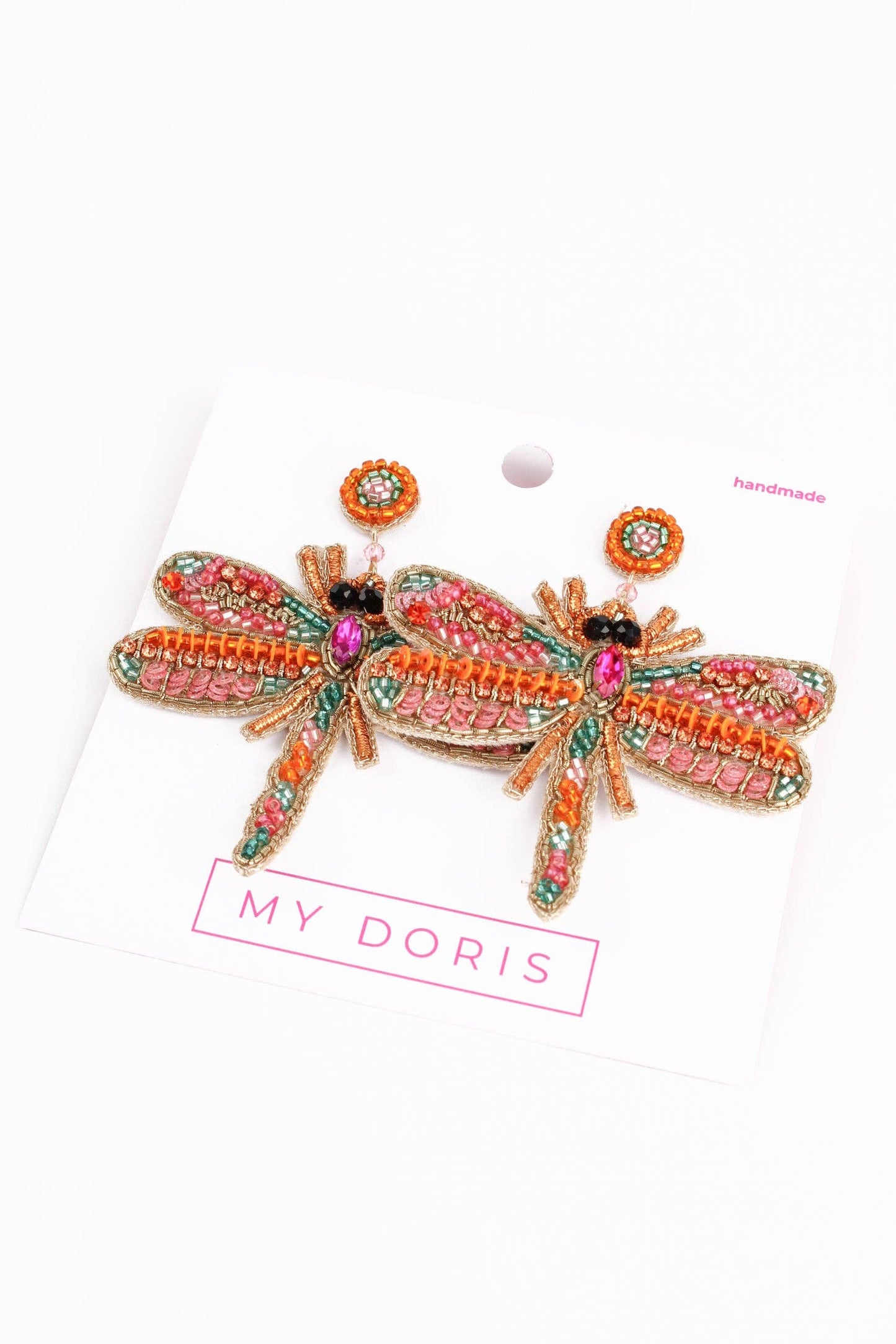 BOUCLE D'OREILLE LIBELLULE ROSE