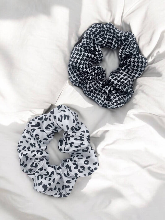 Chouchou en satin Blanc leopard