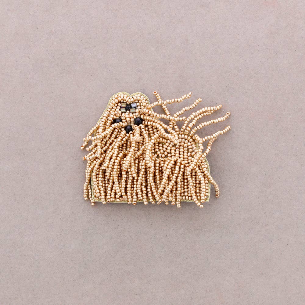Broche Chien Perles: Blanco