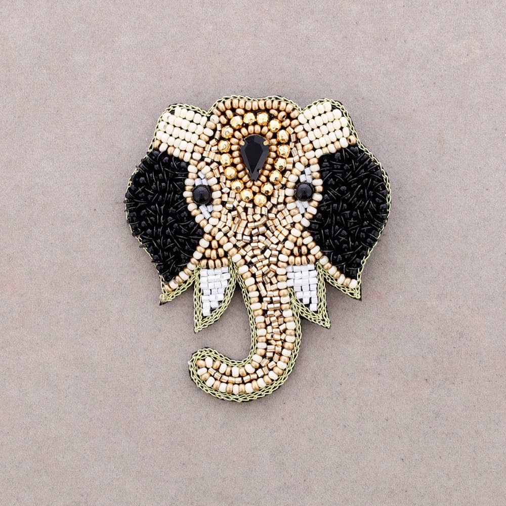 Broche éléphant en perles: Rojo