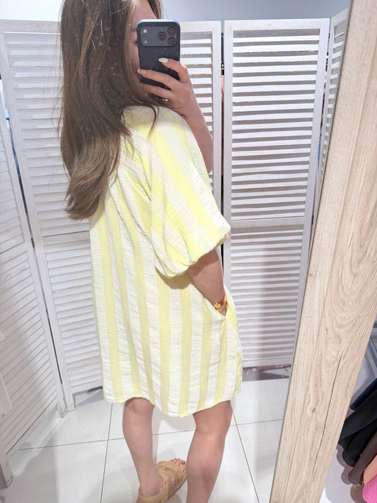Robe courte à rayures: Jaune / TU