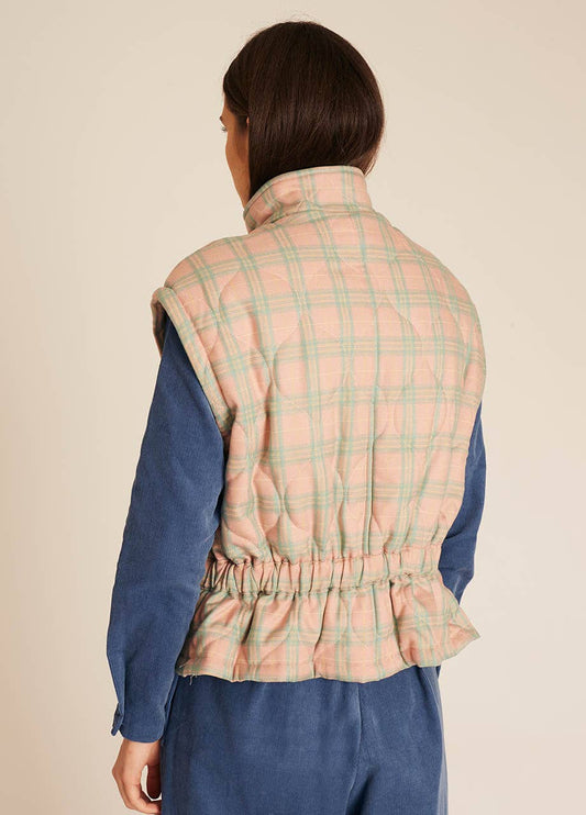 DOUDOUNE SANS MANCHES CARREAUX NUDE