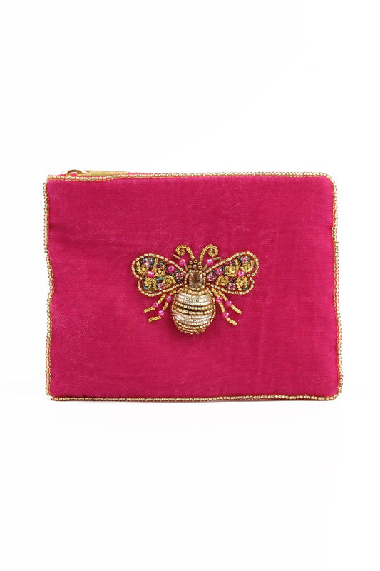 PETITE POCHETTE ABEILLE OR ET ROSE
