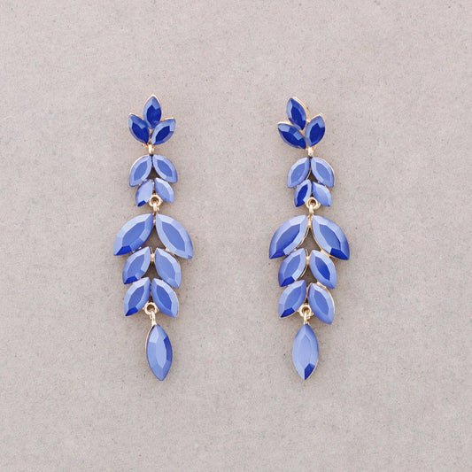 Boucles d'oreilles Feuille pendantes Bleu