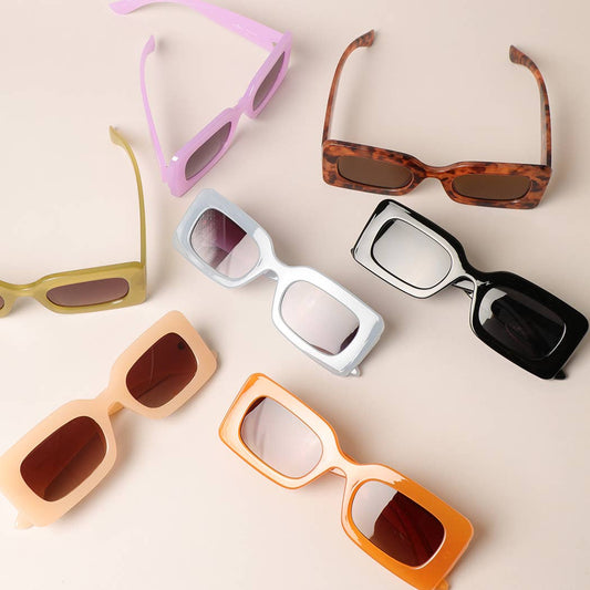 Lunettes de soleil rectangulaires audacieuses pour femmes: 12 COULEURS ASSORTIES / Taille unique